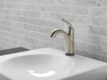 Delta Faucet Lahara Single Hole Bathroom Faucet with Touchless Technology, Brushed Nickel Bathroom Sink Faucet, Single Handle Bathroom Faucet, Bath Faucet, Push Pop-Up Drain, Stainless 538T-SS-DST