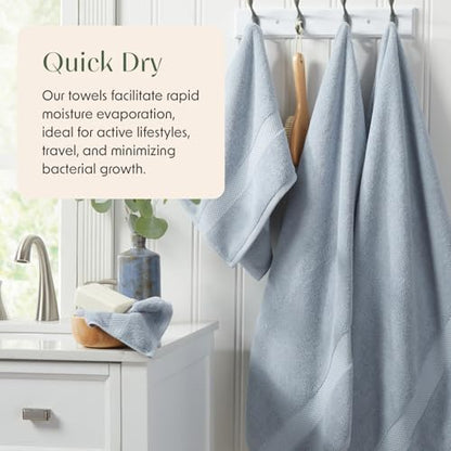 Springtree Home 100% Cotton Luxury Hotel Bath Towel Set | 6-Piece Set Blue