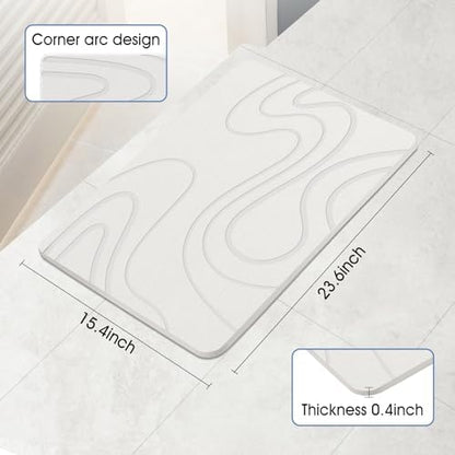 VEELOIM Stone Bath Mat, Diatomaceous Earth Bath Mat, Shower Mat White