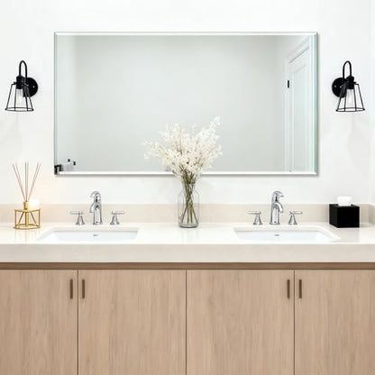 Frameless Wall Mirror 55” x 30“ Bathroom Mirror for Over Sink Beveled Edge