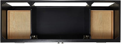Bradford 60 Inch Bathroom Vanity Single Sink — Black Bathroom Vanity with Sink, 1.5" Edge Italian Carrara Marble Countertop, Solid Wood, 2 Soft-Close Doors, 4 Dovetail Drawers