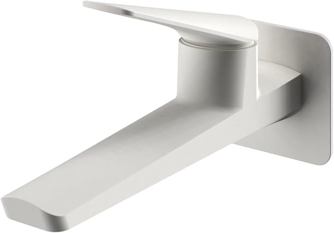 BiaoTeng Concealed Wall Mounted Bathroom Faucet Single Handle Hot and Cold Brass Faucets for Bathroom Sinks One Hole White