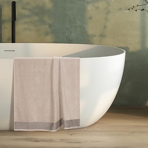 Belizzi Home Cotton 2 Pack Oversized Bath Sheet 35 x 70, Large Bath Sheet, Ultra Absorbent, Compact, Eco-Friendly and 100% Recyclable, Quick Drying and Lightweight Towel - Tan