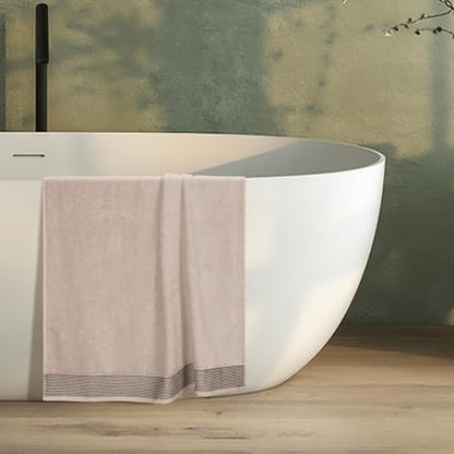 Belizzi Home Cotton 2 Pack Oversized Bath Sheet 35 x 70, Large Bath Sheet, Ultra Absorbent, Compact, Eco-Friendly and 100% Recyclable, Quick Drying and Lightweight Towel - Tan