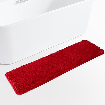 Yeaban Chenille Red Bathroom Runner Rug 17"x47"