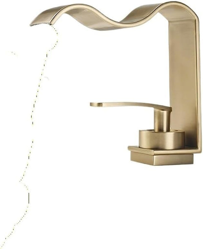 Bathroom Sink Faucet Deck Mounted Hot Cold Brass Mixer Waterfall Basin Faucets Lavatory Washbasin Water Tap(Black,G9/16)