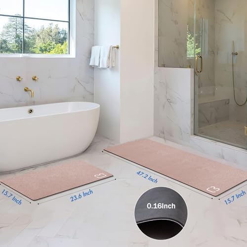 Bathroom Rugs and Mats Set 2 Piece Diatomaceous Earth Bath Mat,Blush Pink