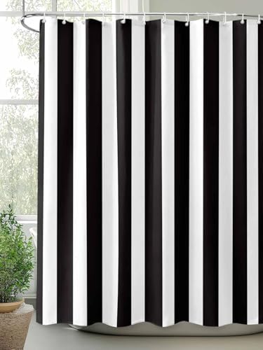 Shower Curtain Bathroom Set Black and White Stripes Waterproof Shower Curtains with Grommets Hooks Modern Geometric Art Privacy Bath Curtain for Bathtub Decor 36x72in
