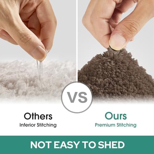HOMEIDEAS Bathroom Rugs Sets 2 Piece, Super Soft and Absorbent Non Slip Microfiber U-Shaped Toilet Bath Mat Set (20"x32"+U20 x24, Brown)