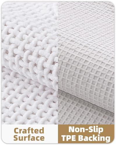 Color&Geometry 16"x24" Chenille Small Bathroom Rugs Upgraded Denser,White