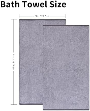 Everplush Oversized Bath Towel – 2 Pieces, Super Soft & Highly Absorbent, Quick-Drying, Generously Sized & Thick. Perfect for Bathroom, Pool, Swimming Use. (Grey, 30" x 56" 2PK)