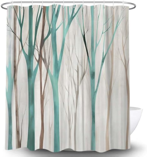 Birch Forest Abstract Shower Curtain Farmhouse Bathroom Decor 60X72 Inch