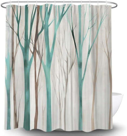 Birch Forest Abstract Shower Curtain Farmhouse Bathroom Decor 60X72 Inch