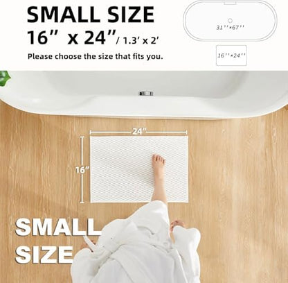 TYUU Bathroom Rugs Non Slip Washable, Super Absorbent Thin Bath Mat Small Quick Dry Low Pile Bathroom Rug, White 16"x24" / 1'4" x 2'