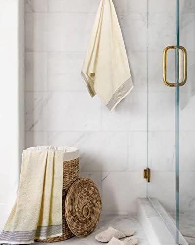 BELIZZI HOME 2 Pack Oversized Cotton Bath Towels, 28x55 inches, Ivory, Ultra Absorbent, Quickdry & Lightweight