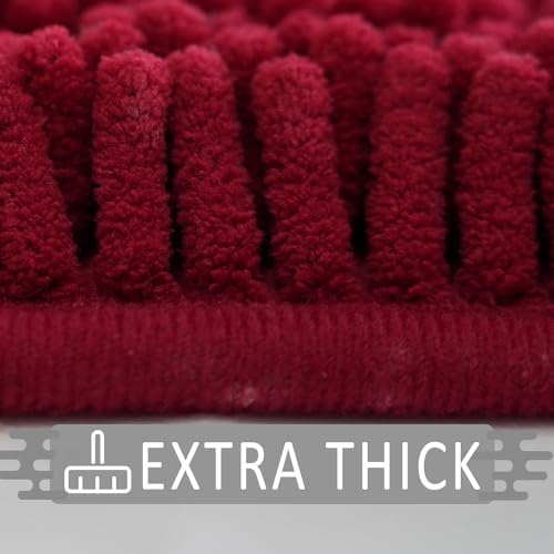 Bathroom Rugs Sets 3 Piece Non Slip,Bath Rugs with PVC Backing Bath Carpet,Bathroom Rug Washable,Absorbent,Plush Carpet Mats,Bath Mats for Bedroom, Kitchen,Tub,Home Decor(Burgundy)