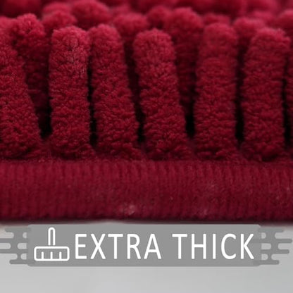 Bathroom Rugs Sets 3 Piece Non Slip,Bath Rugs with PVC Backing Bath Carpet,Bathroom Rug Washable,Absorbent,Plush Carpet Mats,Bath Mats for Bedroom, Kitchen,Tub,Home Decor(Burgundy)