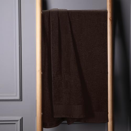 GLAMBURG 100% Cotton Oversized 2 Pack Bath Sheets 35x70, Ultra Soft Highly Absorbant Compact Quickdry & Lightweight Large Bath Sheet Set, Ideal for Gym Travel Camp Pool - Chocolate Brown