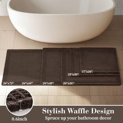 RESARE Waffle Bath Mat for Bathroom Non Slip Bathroom Rugs 20x32 Dark Brown