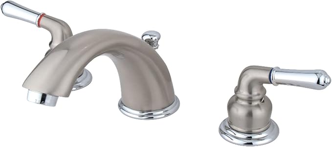 Kingston Brass KB967 Magellan Widespread Bathroom Faucet with Retail Pop-Up, Brushed Nickel/Polished Chrome