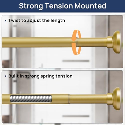 ENJOYBASICS 1" Gold Shower Curtain Rod, 30-76" Adjustable, Secure Tension