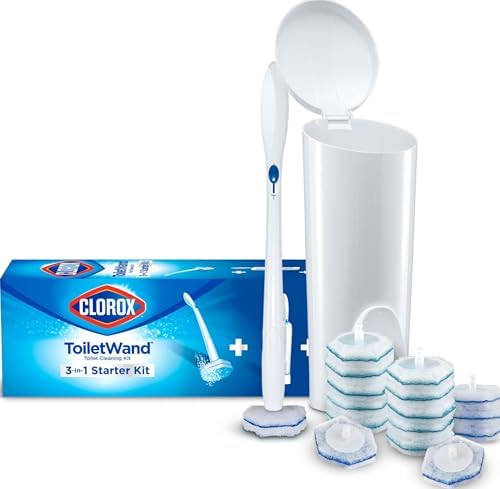 Clorox ToiletWand Toilet Bowl Cleaner- Toilet Brush, Storage Caddy and 16 Disinfecting Refill Heads