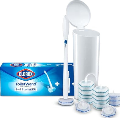 Clorox ToiletWand Toilet Bowl Cleaner- Toilet Brush, Storage Caddy and 16 Disinfecting Refill Heads