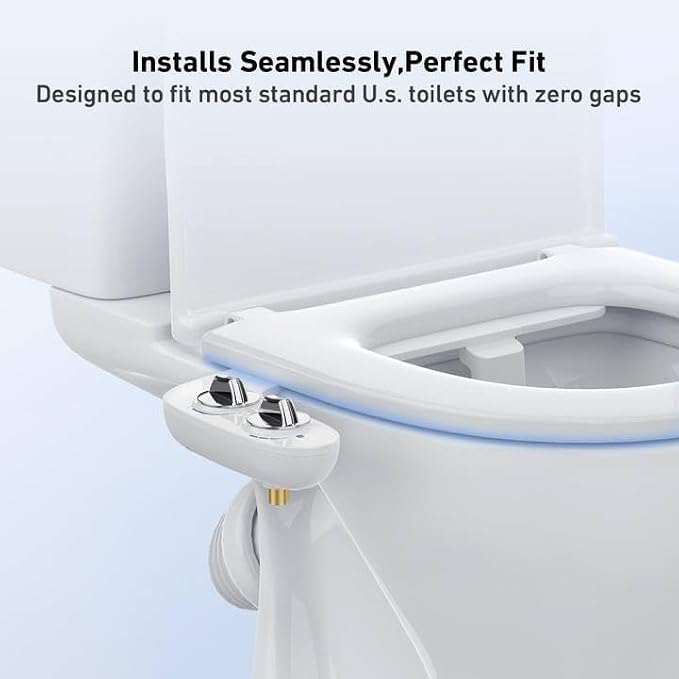 Bidet Attachment,Non-Electric Self-Cleaning Dual Nozzle Toilet Bidet, Cold Water Sprayer with Adjustable Pressure, Includes Portable Bidet Bottle for Women,Elderly,Postpartum Care & Personal Hygiene