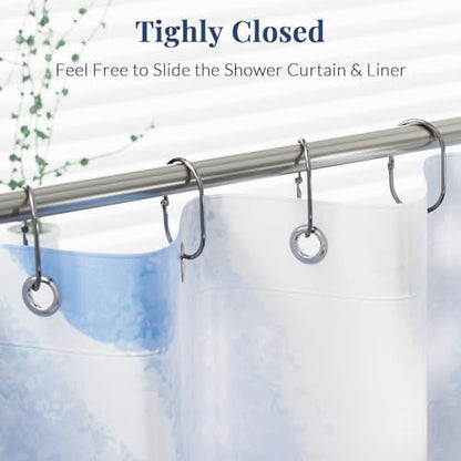 Bathway Chrome Shower Curtain Rings - 12 Pcs Anti-Drop, Rust Proof Metal Shower Hooks for Curtain Rod
