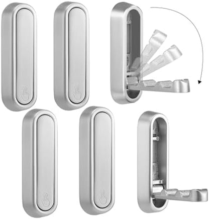 Folding Wall Hooks, 6 Pack, Silver, Zinc Alloy, Heavy Duty Coat Hooks