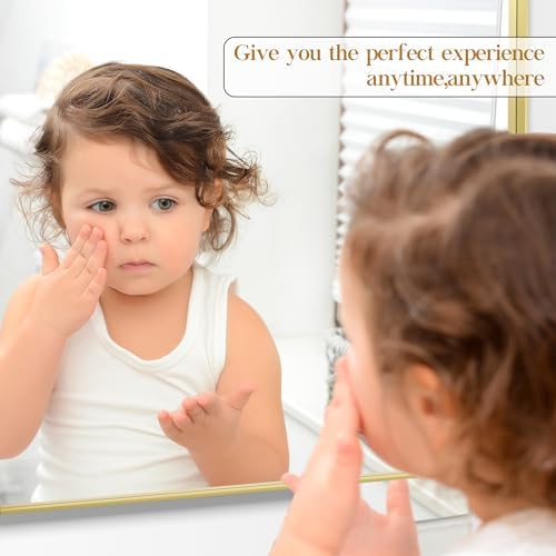 Fun Memories Gold Bathroom Mirror 30x36 Inch Bathroom Vanity, Metal Black Frame Large Mirror, Modern Wall Mirror for Bathroom, Tempered Glass, Farmhouse, Horizontally or Vertically