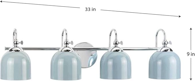 Progress Lighting Dalton Collection 33 in. 4-Light Polished Chrome Coastal Blue Vanity Light
