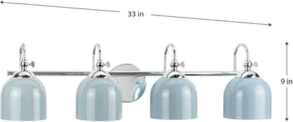 Progress Lighting Dalton Collection 33 in. 4-Light Polished Chrome Coastal Blue Vanity Light