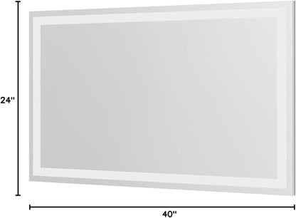 LOAAO 40"X24" LED Bathroom Mirror with Lights, UL Listed | Anti-Fog, Dimmable, 3 Color Temperature, Backlit + Front Lit, Memory Function, Tempered Glass