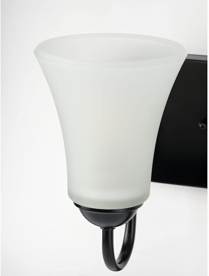 Progress Lighting Classic Collection 2-Light Etched Glass Traditional Bath Vanity Light Matte Black