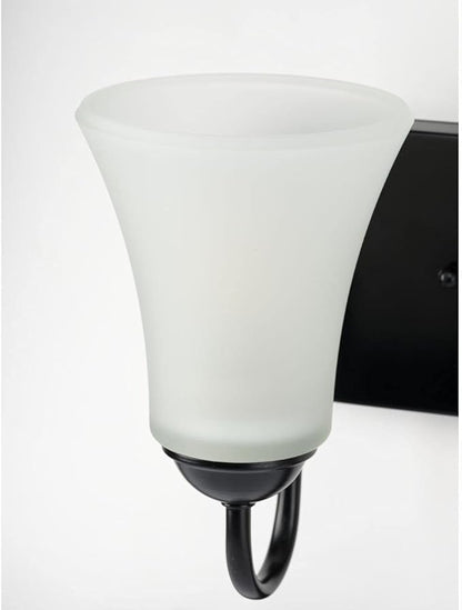 Progress Lighting Classic Collection 2-Light Etched Glass Traditional Bath Vanity Light Matte Black