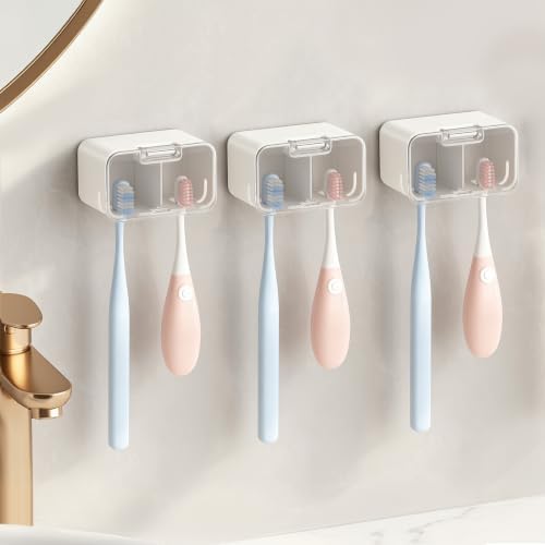 MOPMS Toothbrush Holders for Bathrooms with 2 Slot Independent Compartment