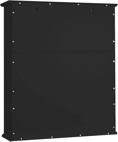 TaoHFE Black Medicine Cabinet, 2 Doors 3 Open Shelf, Wall Mounted Wooden Storage Cabinet Over Toilet