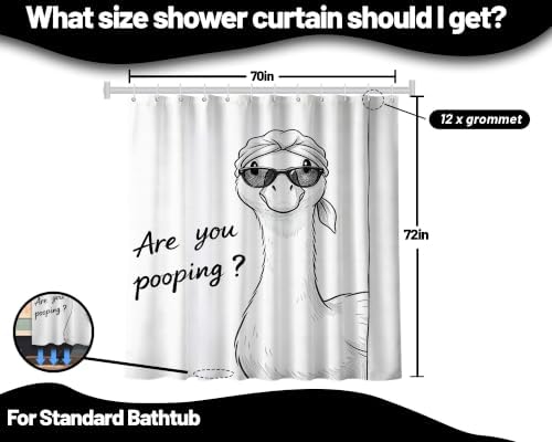 Funny Duck Shower Curtain Cute Silly Goose are You Pooping Shower Curtains for Bathroom Decor Sets, Waterproof Cloth Fabric with Hooks, 70 x 72 Inch