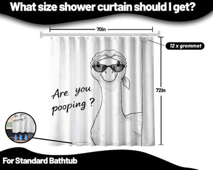Funny Duck Shower Curtain Cute Silly Goose are You Pooping Shower Curtains for Bathroom Decor Sets, Waterproof Cloth Fabric with Hooks, 70 x 72 Inch