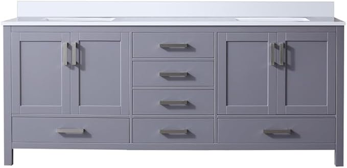 Jacques 80 in. W x 22 in. D Dark Grey Double Bath Vanity and White Quartz Top