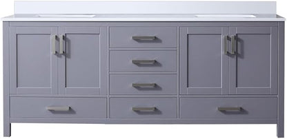 Jacques 80 in. W x 22 in. D Dark Grey Double Bath Vanity and White Quartz Top