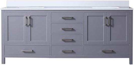 Jacques 80 in. W x 22 in. D Dark Grey Double Bath Vanity and White Quartz Top