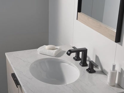 Delta Velum Matte Black Bathroom Faucet 3 Hole, 8 Inch Widespread Bathroom Sink Faucet for Vanity, Metal Push-Pop Drain Assembly, Matte Black 3539LF-BLMPU