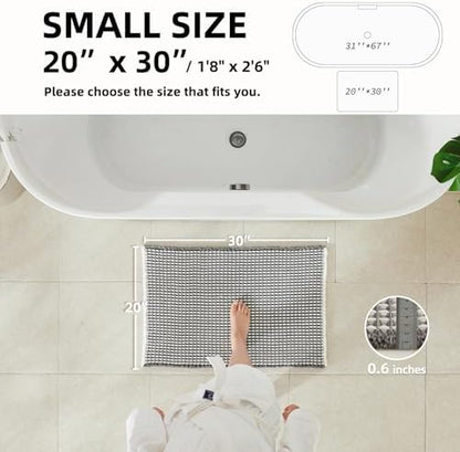 TYUU Waffle Bath Mat, Boho Bathroom Rugs Non Slip, 30x20 Grey & White