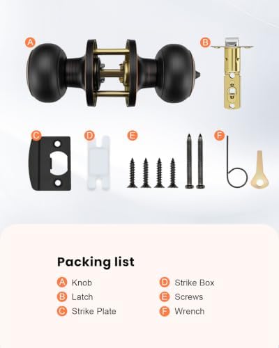 Haidms 10 Pack Oil Rubbed Bronze Door Knobs Interior, Bronze Privacy Interior Door Knobs for Bedroom or Bathroom Classic Round Doorknobs Hardware