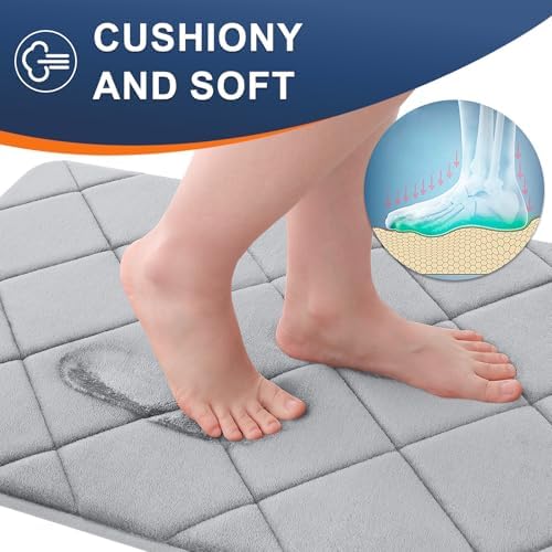 OLANLY Memory Foam Bath Mat 24x16, Ultra Soft and Absorbent Bathroom Rugs