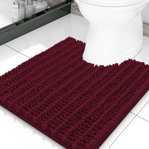 Smiry Bathroom Toilet Rugs U Shaped 20X20, Chenille Bath mats for Toilet