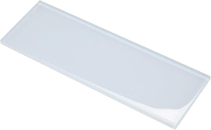 Ice Blue Glass Subway Tile, Glass for Bathroom Kitchen Shower Backsplash Wall, 4 x 12 Inches, 4 Sq.Ft.
