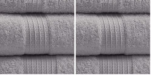 Madison Park Organic 100% Cotton Bathroom Towel Set, Hotel & Spa Quality Highly Absorbent, Quick Dry, Include for Shower, Handwash & Facial Washcloth, Multi-Sizes, Grey (Pack of 2)
